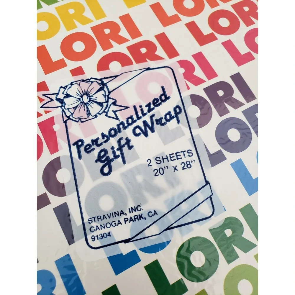 LORI Vintage Stravina Personalized Gift Wrap Wrapping‎ Paper Name RAINBOW gift